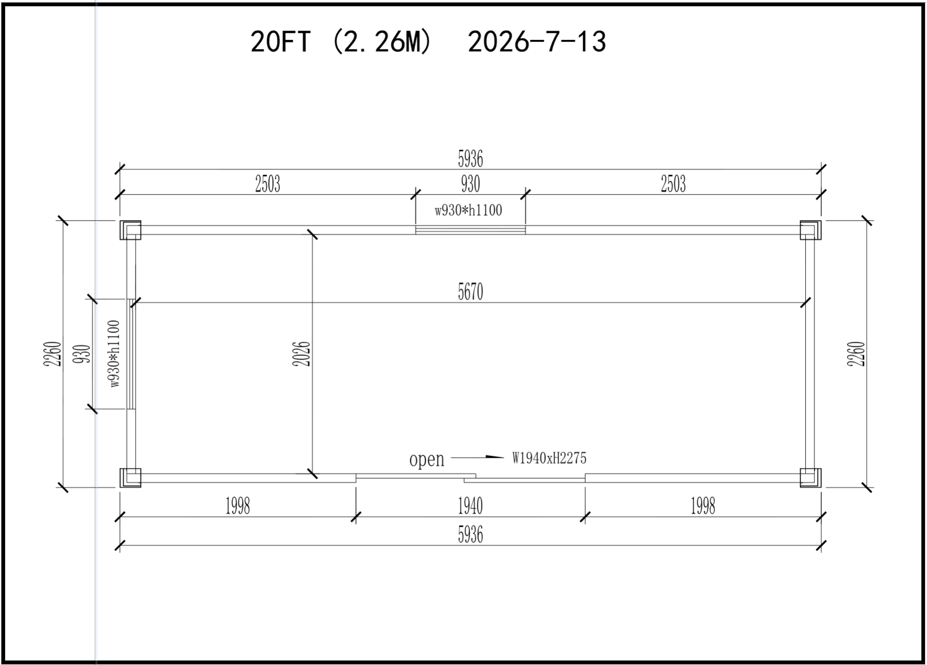 The Studio – Open Plan dimensioned floor plan
