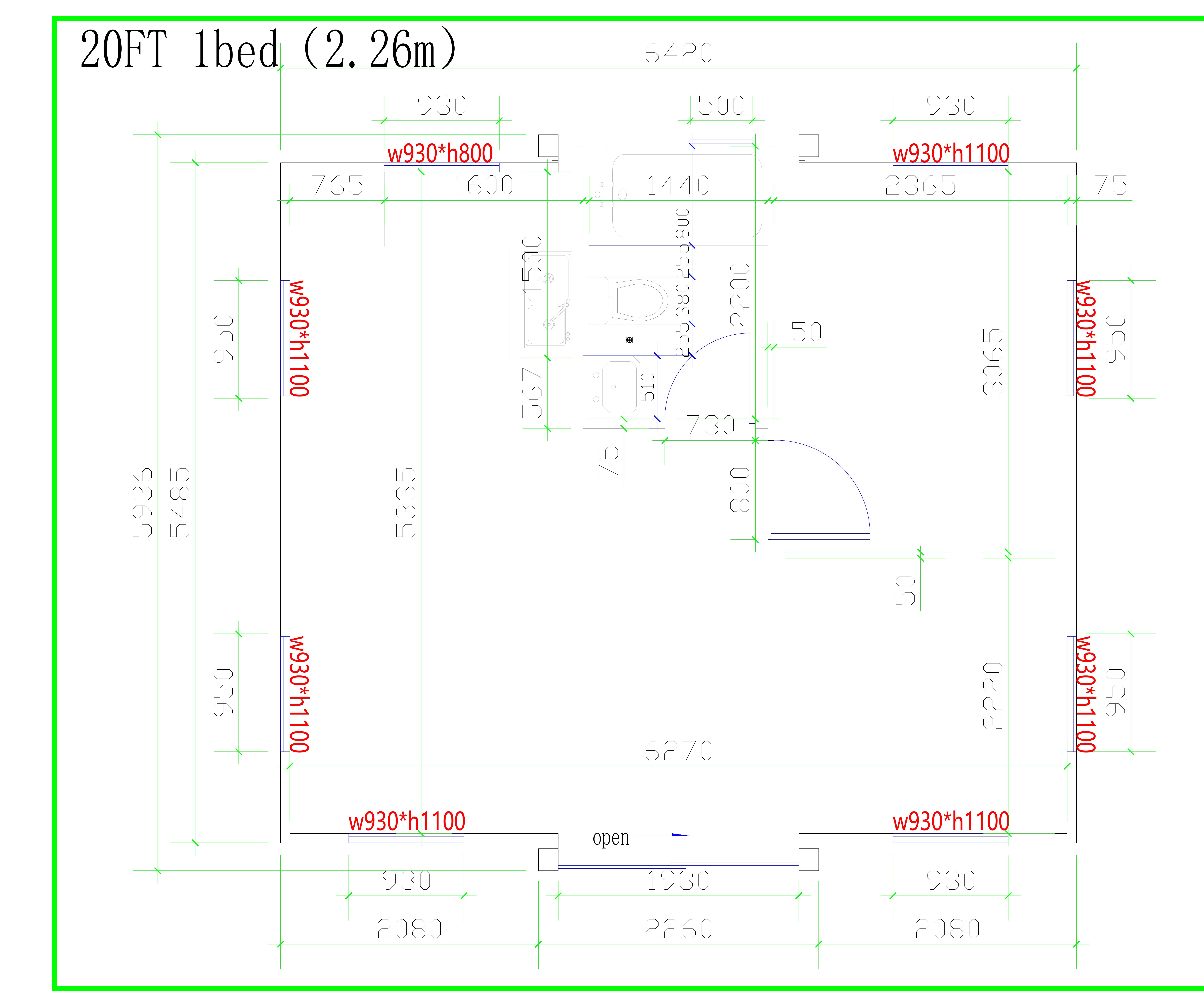 20ft Expander – 1 Large Bedroom 2D floor plan