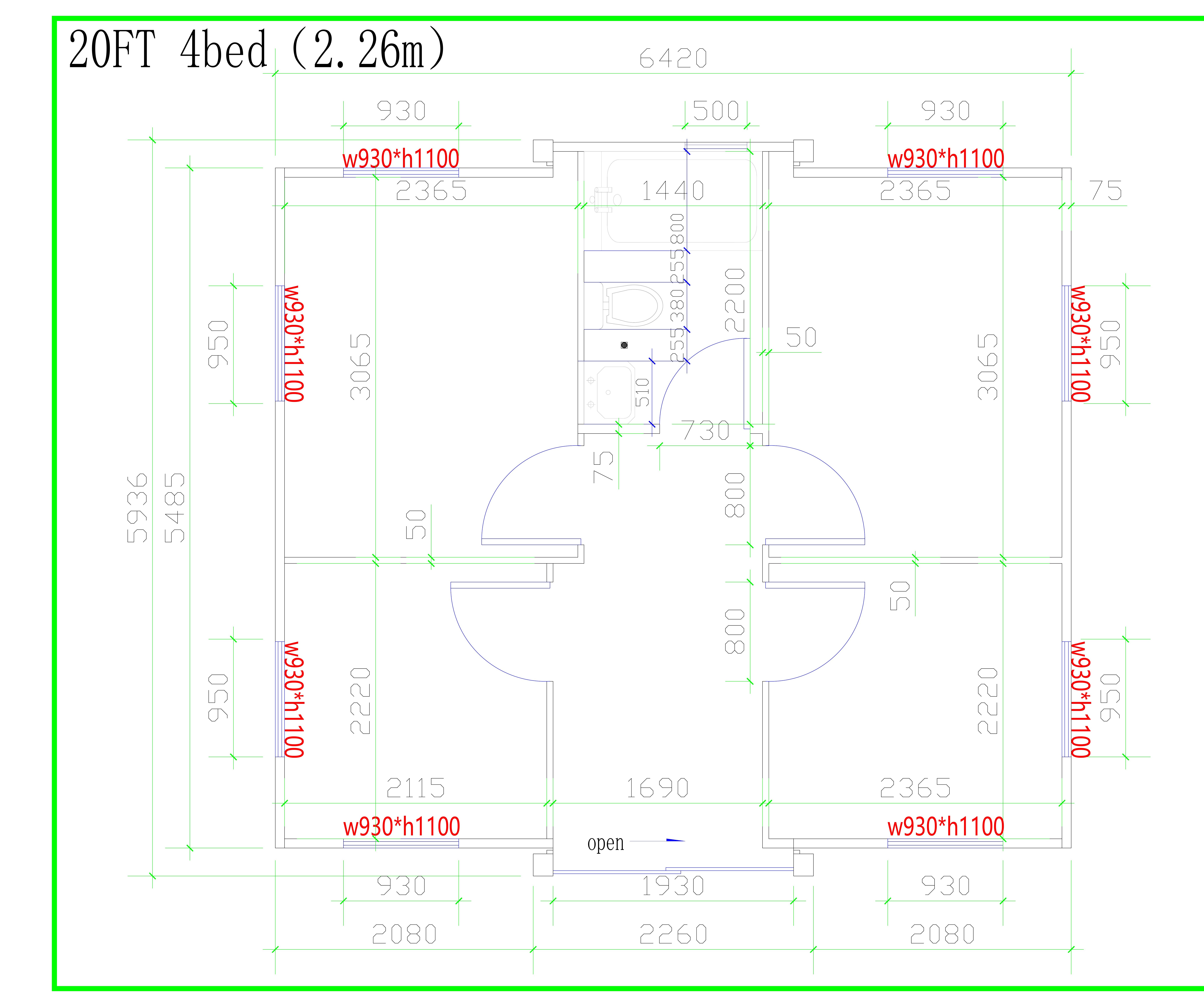 20ft Expander – 4 Bed 2D floor plan
